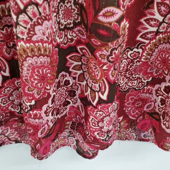 Rose + Olive Boho Floral Babydoll Dress Burgundy Red Pink Long Sleeve Size S NWT - Picture 6 of 15